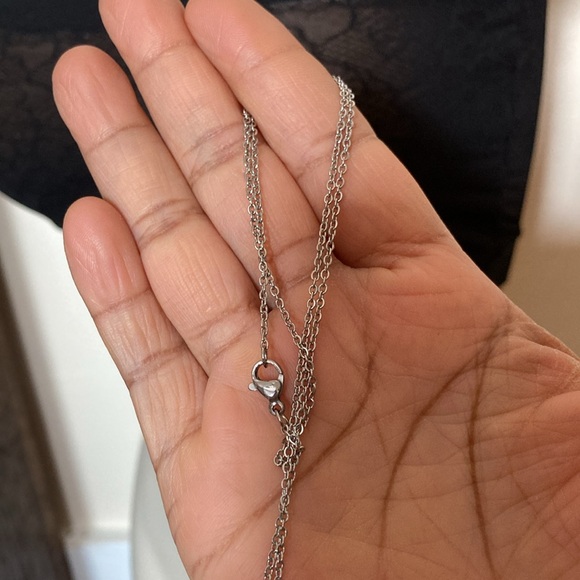 Dainty CZ Crystal Pendant Silver Tone Statement Necklace Chic - Picture 7 of 7